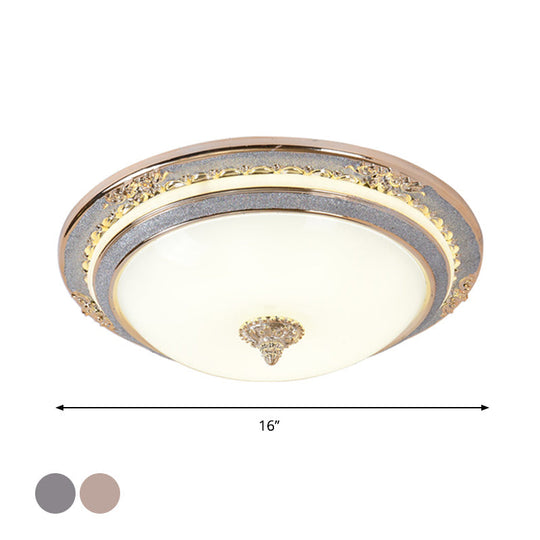 Sleek Glass Apricot Ceiling Lamp - Led Flush Mount Light Bowl-Shape Simplicity 14/16/19.5 Dia