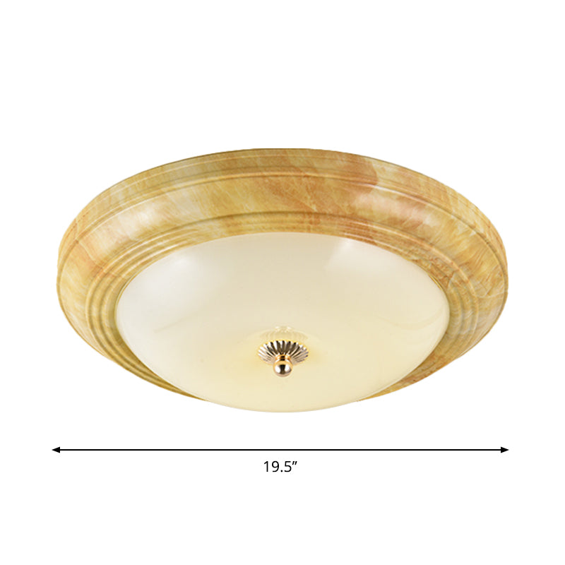Minimalist White Glass Flush Ceiling Light Led Flushmount - Yellow 14’/16’/19.5’ Wide Foyer