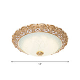 Gold Scallop Flush Light With Frosted Glass - Traditional Hotel Ceiling Mounted Lamp (Led)