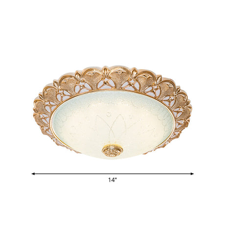 Gold Scallop Flush Light With Frosted Glass - Traditional Hotel Ceiling Mounted Lamp (Led)