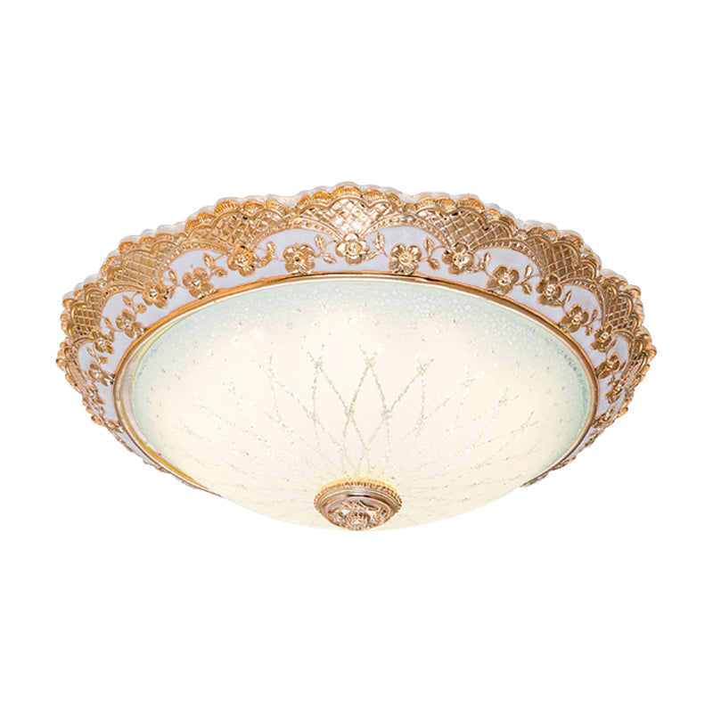 Traditional Gold Opaline Glass Ceiling Light - Led Flush Mount Fixture (14’/16’/19.5’ W)