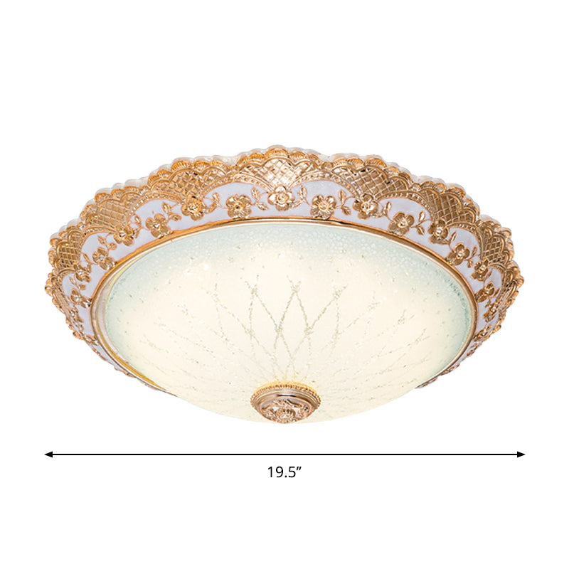 Traditional Gold Opaline Glass Ceiling Light - Led Flush Mount Fixture (14’/16’/19.5’ W)