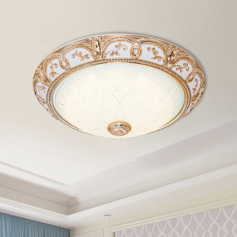 Scalloped Flushmount Cream Glass Led Ceiling Light Antiqued Cutouts Gold Finish - Sizes 14/16/19.5