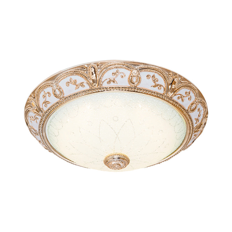 Scalloped Flushmount Cream Glass Led Ceiling Light Antiqued Cutouts Gold Finish - Sizes 14/16/19.5