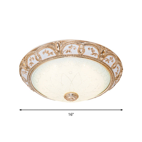 Scalloped Flushmount Cream Glass Led Ceiling Light Antiqued Cutouts Gold Finish - Sizes 14/16/19.5
