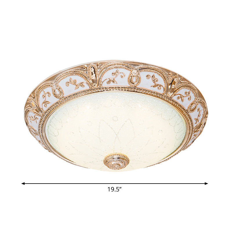 Scalloped Flushmount Cream Glass Led Ceiling Light Antiqued Cutouts Gold Finish - Sizes 14’/16’/19.5
