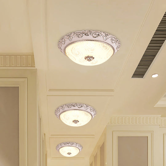 Classic Milk Glass Silver Led Flush Mount Ceiling Light 16’/19.5’ – Dome Hallway Lighting
