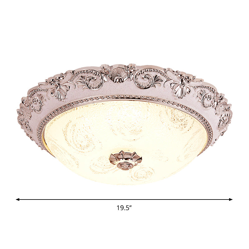 Classic Milk Glass Silver Led Flush Mount Ceiling Light 16’/19.5’ – Dome Hallway Lighting