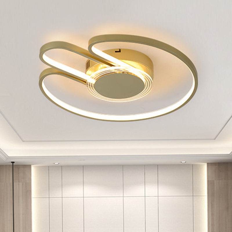 Modern Black/Gold Geometric Frame Flushmount - 16’/19.5’ Led Metal Flush Mounted Lighting