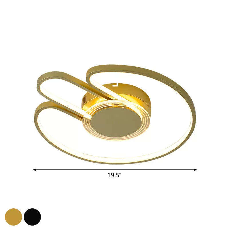 Modern Black/Gold Geometric Frame Flushmount - 16/19.5 Led Metal Flush Mounted Lighting