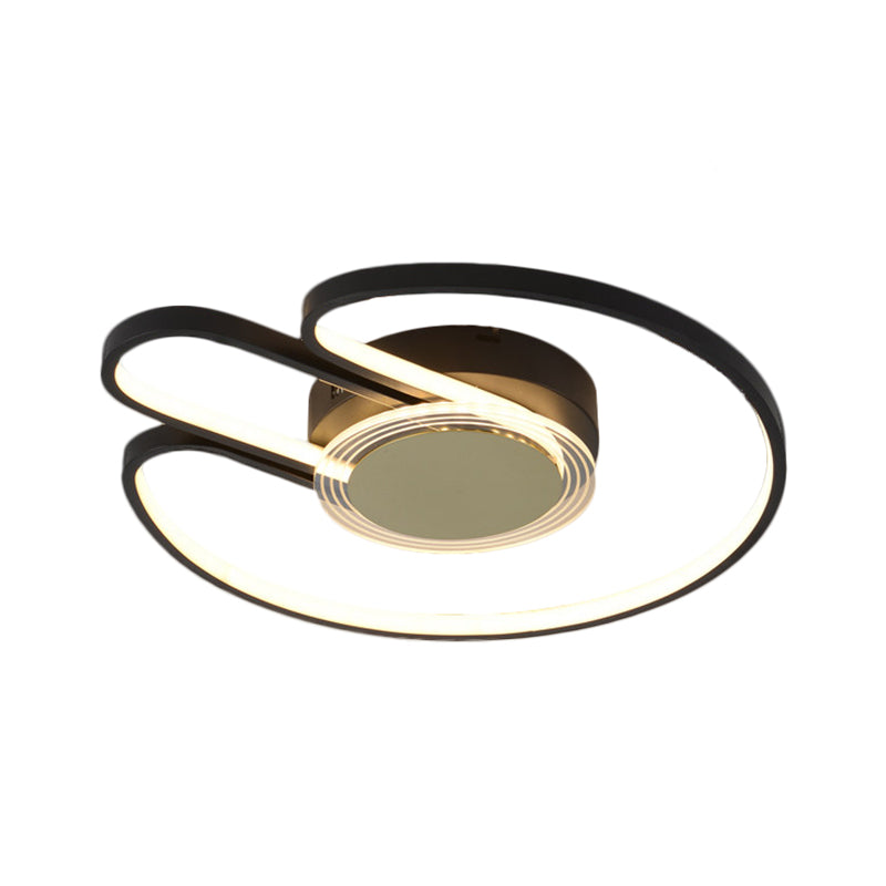 Modern Black/Gold Geometric Frame Flushmount - 16/19.5 Led Metal Flush Mounted Lighting