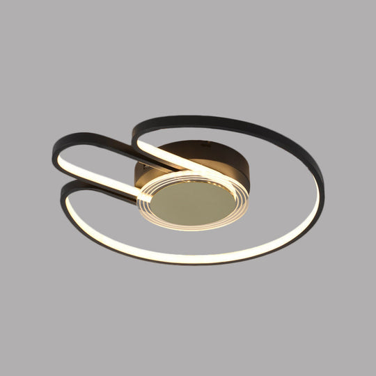 Modern Black/Gold Geometric Frame Flushmount - 16/19.5 Led Metal Flush Mounted Lighting