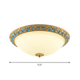 Led Flush Mount Light With Domed Shade In Cream Glass And Gold Finish - 12.5/15/19 Sizes Available