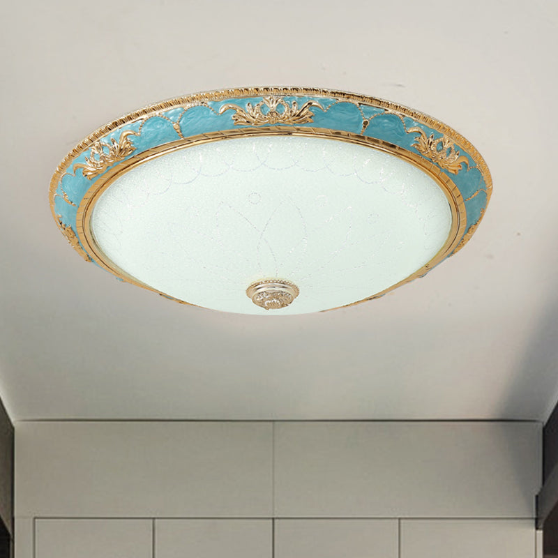 12’/16’/19.5’ Led Ceiling Mounted Light With Veined Glass Dome Shade - Farmhouse Balcony