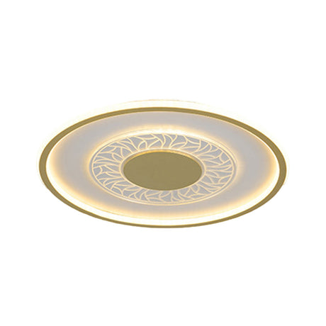 Gold Led Metal Flush Ceiling Lamp - 16’/19.5’ Simple Design Square/Round Fixture