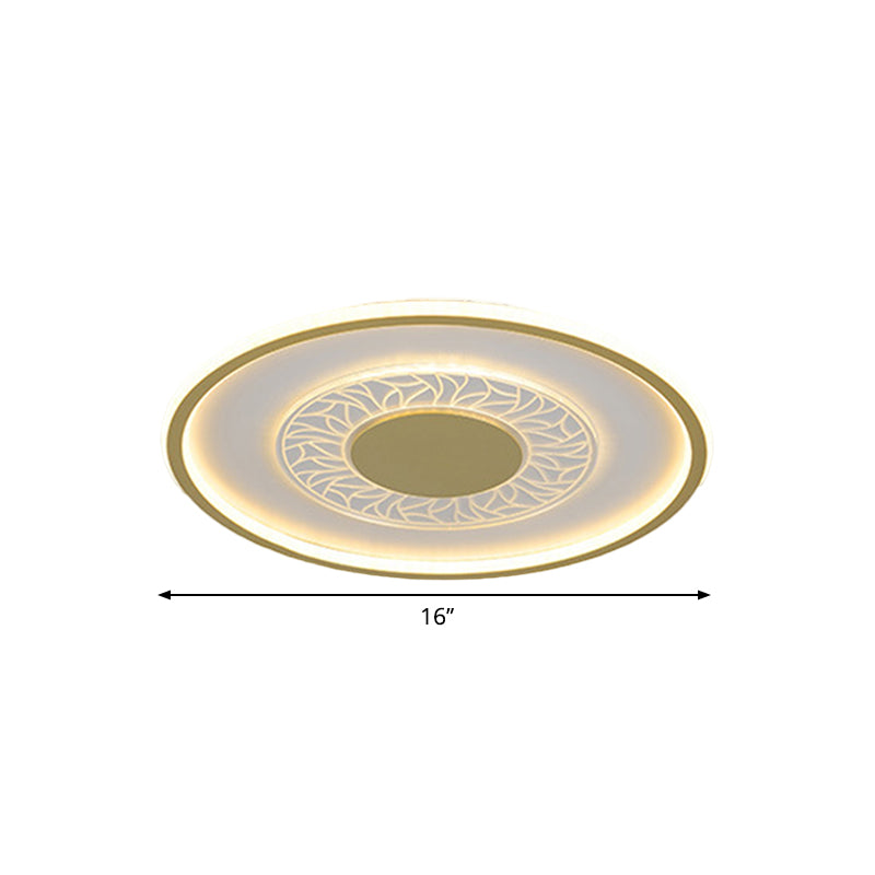 Gold Led Metal Flush Ceiling Lamp - 16’/19.5’ Simple Design Square/Round Fixture