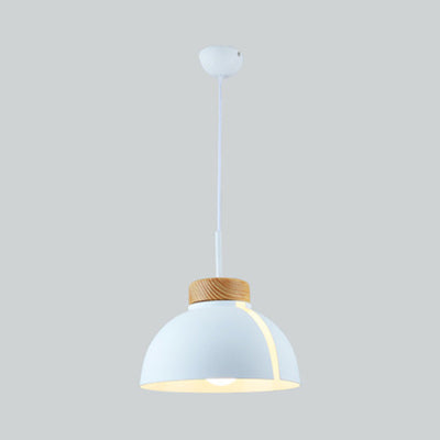 Nordic 1-Light Metal Dome Ceiling Pendant - Pink/White/Black Suspension Light White