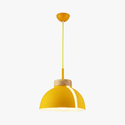 Nordic 1-Light Metal Dome Ceiling Pendant - Pink/White/Black Suspension Light Yellow