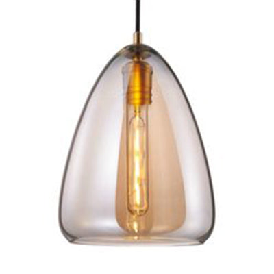 8.5 & 10 Wide Cone Pendant Lamp: Amber/Smoky Glass Post-Modern Hanging Light Amber /