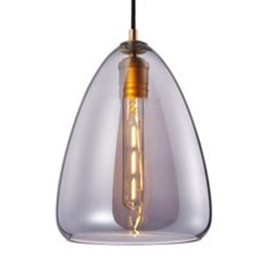 8.5 & 10 Wide Cone Pendant Lamp: Amber/Smoky Glass Post-Modern Hanging Light
