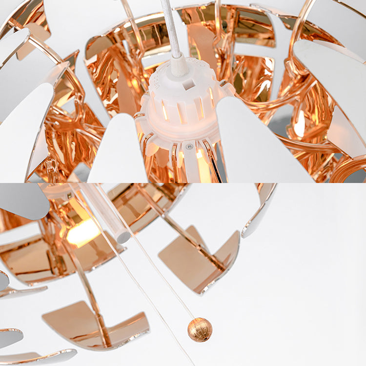 Modern Metal Hanging Pendant Light For Restaurants - Gold/Silver Explosion Design