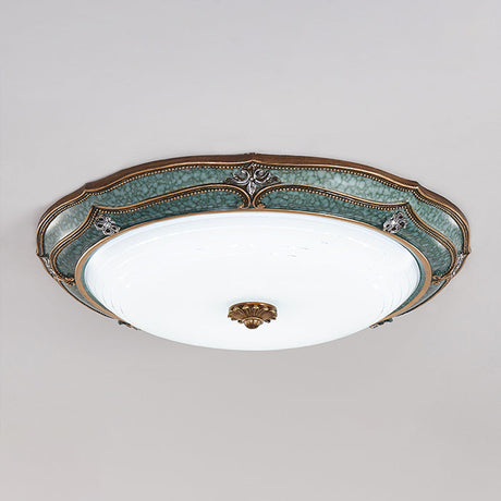 Antiqued Blue Led Dome Ceiling Mounted Fixture With Milky Glass Flush Lighting - Bedroom Décor