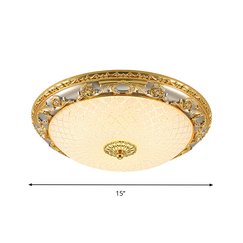 Traditional Veined Glass Gold Bowl - Shaped Led Flushmount Ceiling Light - 12.5’/15’/19’ Wide