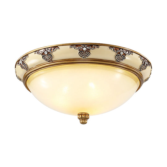 Golden Dome Opal Glass Flush Mount Ceiling Light Fixture - Classic Design 3-Bulb 15/19 Width