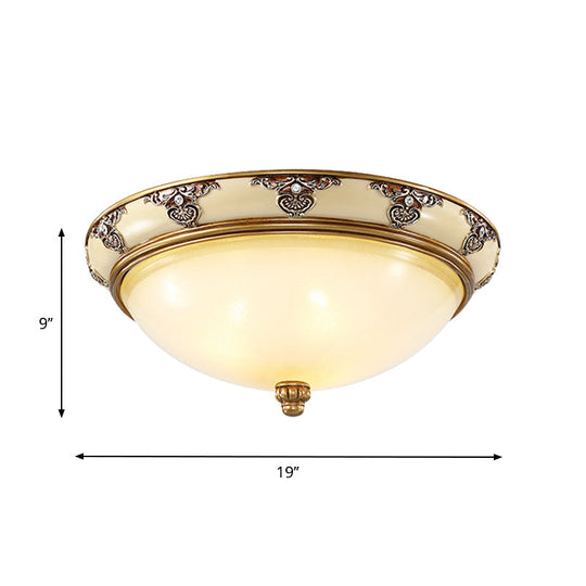 Golden Dome Opal Glass Flush Mount Ceiling Light Fixture - Classic Design 3 - Bulb 15’/19’ Width