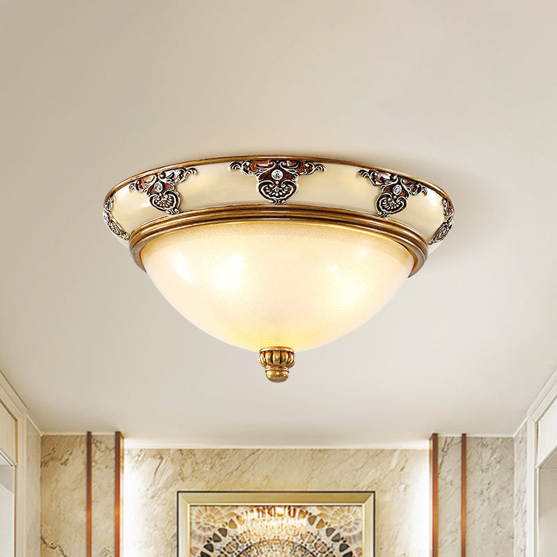 Golden Dome Opal Glass Flush Mount Ceiling Light Fixture - Classic Design 3 - Bulb 15’/19’ Width
