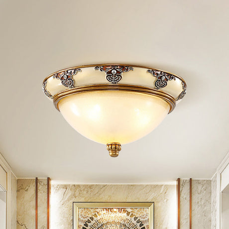 Golden Dome Opal Glass Flush Mount Ceiling Light Fixture - Classic Design 3-Bulb 15/19 Width