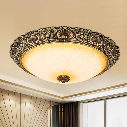 Led Farmhouse Flush Mount Light With Frosted Glass And Brown Finish - 3 Size Options Warm/White / 13