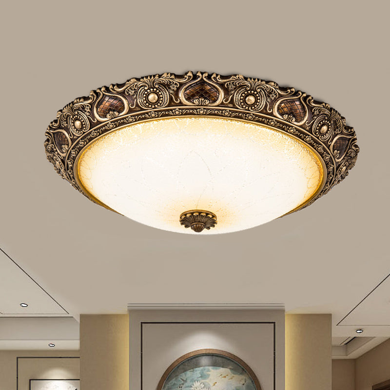 Led Farmhouse Flush Mount Light With Frosted Glass And Brown Finish - 3 Size Options Warm/White