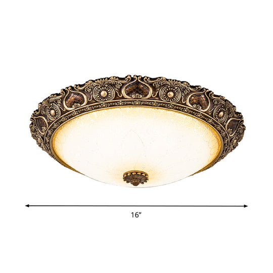 Led Farmhouse Flush Mount Light With Frosted Glass And Brown Finish - 3 Size Options Warm/White