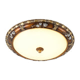 Traditional Opal Glass Flush Mount Led Ceiling Light In Brown (13’/16’/19.5’ Widths) With Warm/White