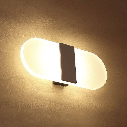 Modern Led Wall Sconce In Oval/Rectangular/Convex Shape - 8/10.5 Wide Warm/White/Natural Light