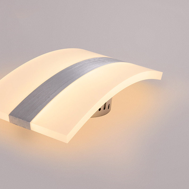 Modern Led Wall Sconce In Oval/Rectangular/Convex Shape - 8/10.5 Wide Warm/White/Natural Light