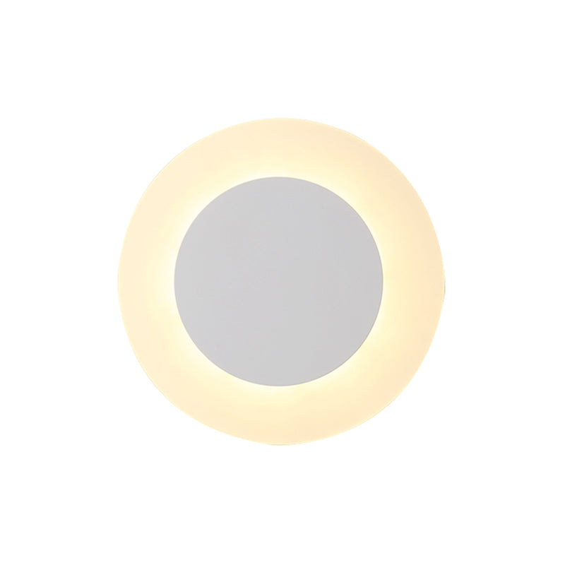 Modern Led Acrylic Wall Sconce Halo Ring White Lighting Fixture In Warm/White Light