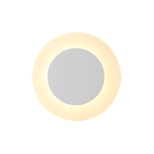 Modern Led Acrylic Wall Sconce Halo Ring White Lighting Fixture In Warm/White Light