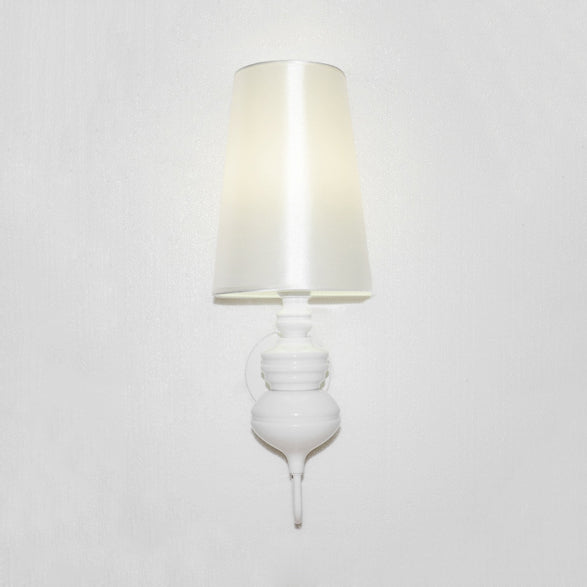 Contemporary Led Tapered Wall Sconce Light 6/8/10 Dia Fabric White/Black/Silver White / 6