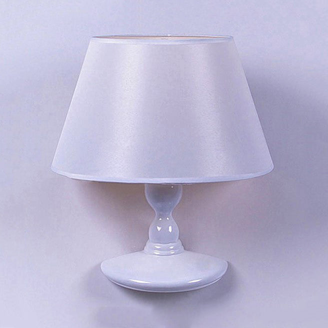 Modern White/Black Cone Wall Sconce: Fabric Led Mount Light For Bedside