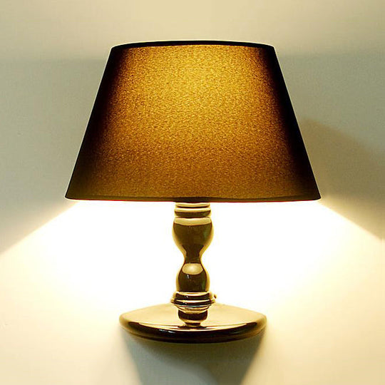 Modern White/Black Cone Wall Sconce: Fabric Led Mount Light For Bedside