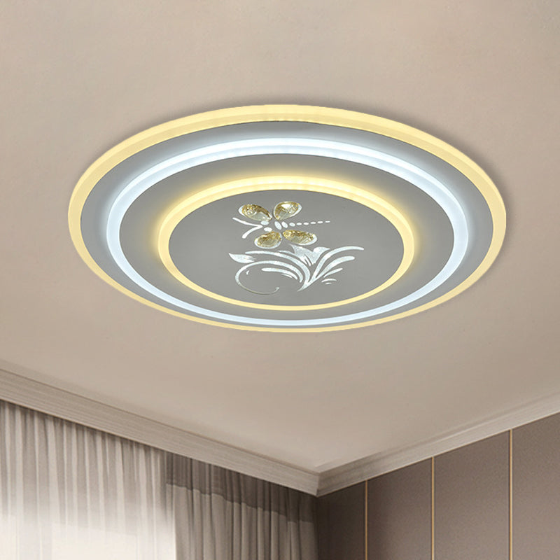 Modern Crystal Led Ceiling Lamp – White Flush Mount For Dining Room