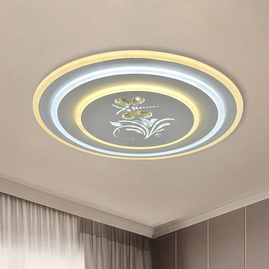 Modern Crystal Led Ceiling Lamp – White Flush Mount For Dining Room