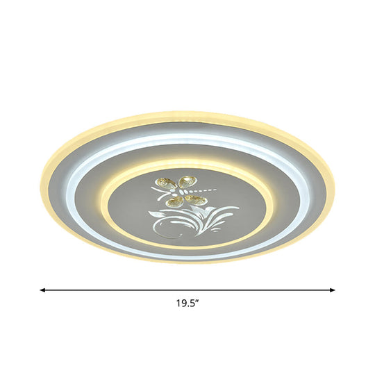 Modern Crystal Led Ceiling Lamp – White Flush Mount For Dining Room