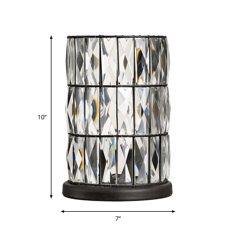 Rastaban - Modern Barrel Crystal Night Table Lamp Black | Enhance Your Sleeping