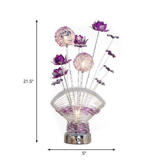 Albaldah - Aluminum Table Lamp With Rose And Dandelion Decor