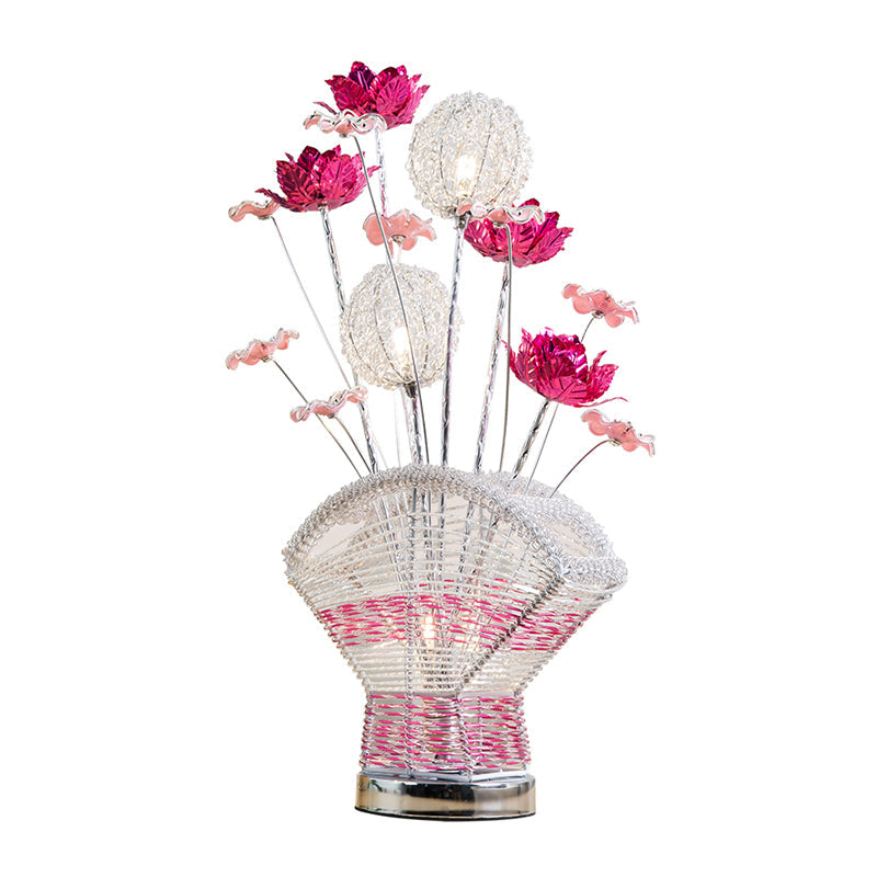 Albaldah - Aluminum Table Lamp With Rose And Dandelion Decor