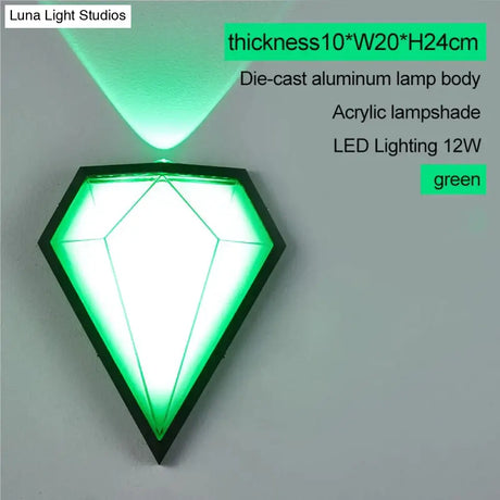 12W Outdoor Waterproof Ip65 Diamond Led Wall Light Porch Garden Lamps & Indoor Bedroom Living Room