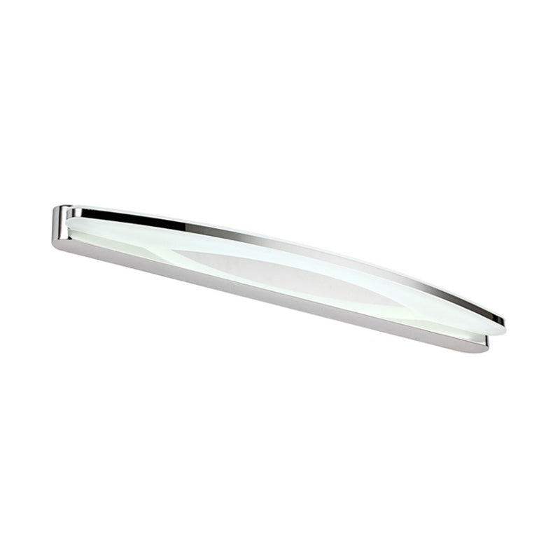 Sleek Modern Metal Vanity Lighting: Oval Shade Led Wall Light Sconce In Chrome 15/21 Dia Warm/White